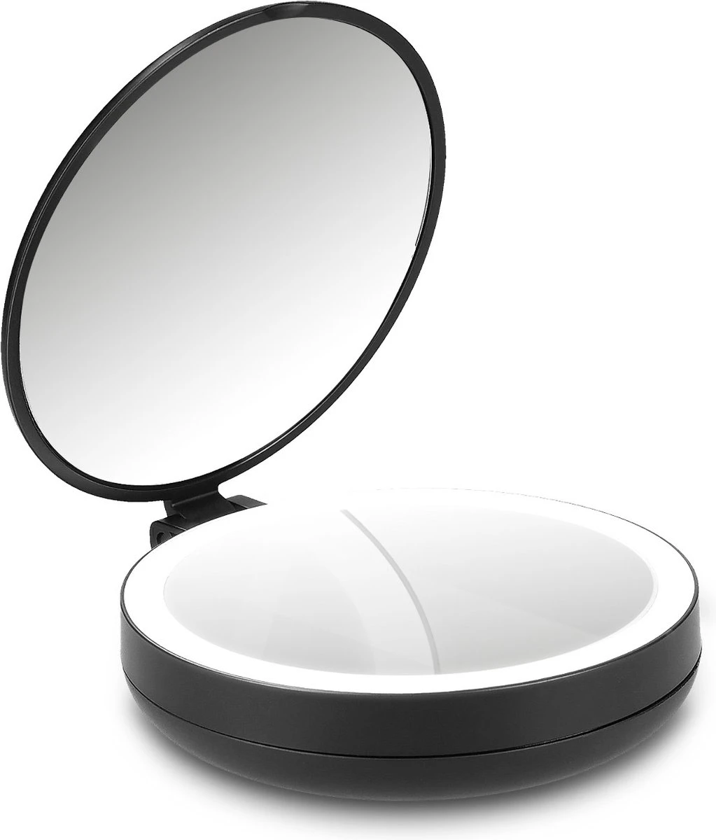 Navaris 1x/5x Vergrotende Make-up Spiegel - Compacte Opvouwbare Kap- En Reisspiegel - Led-verlichte Dubbelzijdige Make-upspiegel - Zwart 5 Navaris 1x/5x Vergrotende Make-up Spiegel - Compacte Opvouwbare Kap- En Reisspiegel - Led-verlichte Dubbelzijdige Make-upspiegel - Zwart - Afbeelding 5