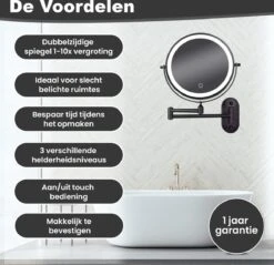 Make Up - Spiegel - Led Verlichting - 10X Vergroting - 3 Lichtstanden - Wandspiegel Rond - Badkamer - Mat Zwart - Draadloos 17 Make Up - Spiegel - Led Verlichting - 10X Vergroting - 3 Lichtstanden - Wandspiegel Rond - Badkamer - Mat Zwart - Draadloos -Max Factor Verkoop 1200x1160