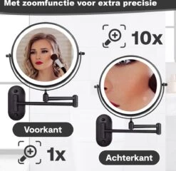 Make Up - Spiegel - Led Verlichting - 10X Vergroting - 3 Lichtstanden - Wandspiegel Rond - Badkamer - Mat Zwart - Draadloos 20 Make Up - Spiegel - Led Verlichting - 10X Vergroting - 3 Lichtstanden - Wandspiegel Rond - Badkamer - Mat Zwart - Draadloos -Max Factor Verkoop 1200x1165 1