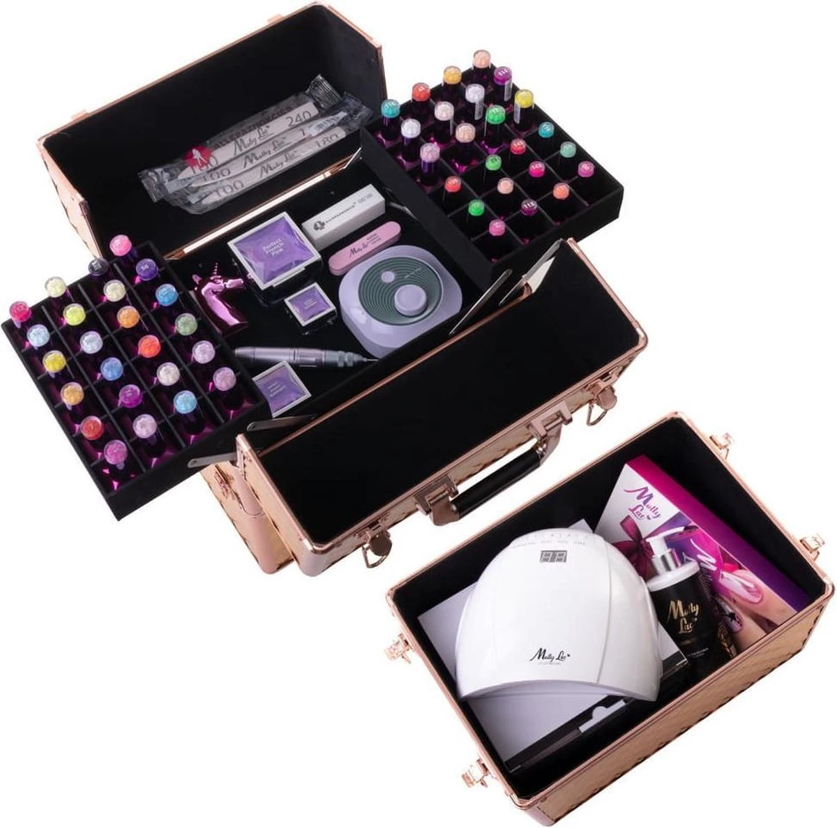 Koffer Groot Holo/Golden Rose XXL Met Opbergvakken 4 Koffer Groot Holo/Golden Rose XXL Met Opbergvakken - Afbeelding 4