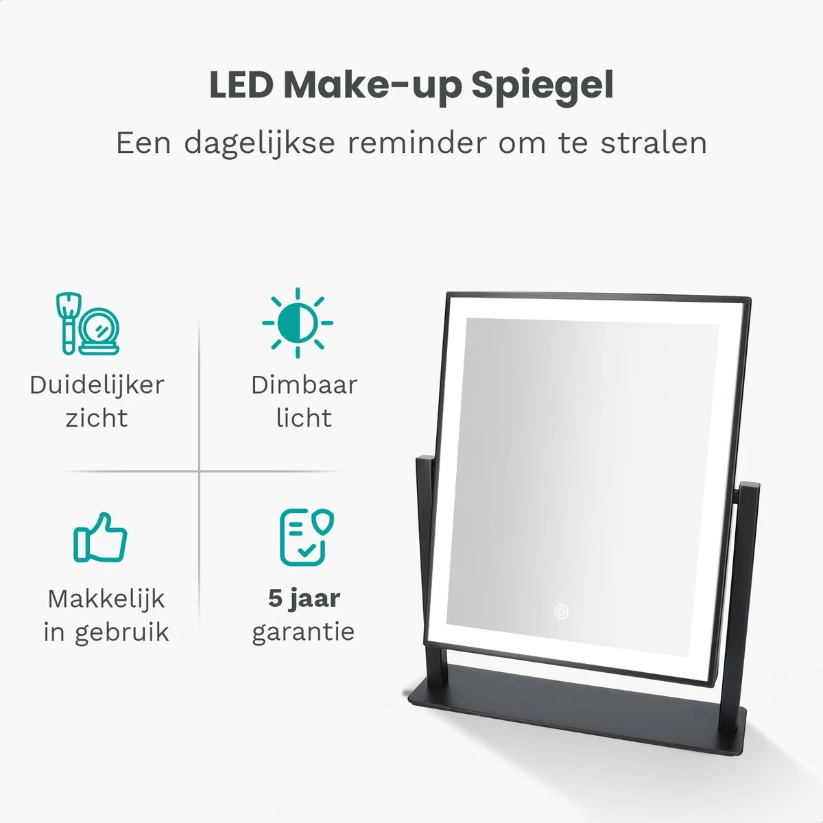Mirlux Hollywood Spiegel Met Verlichting - Make Up - Visagie - Dimbaar LED Lampen Licht - Zwart 2 Mirlux Hollywood Spiegel Met Verlichting - Make Up - Visagie - Dimbaar LED Lampen Licht - Zwart - Afbeelding 2