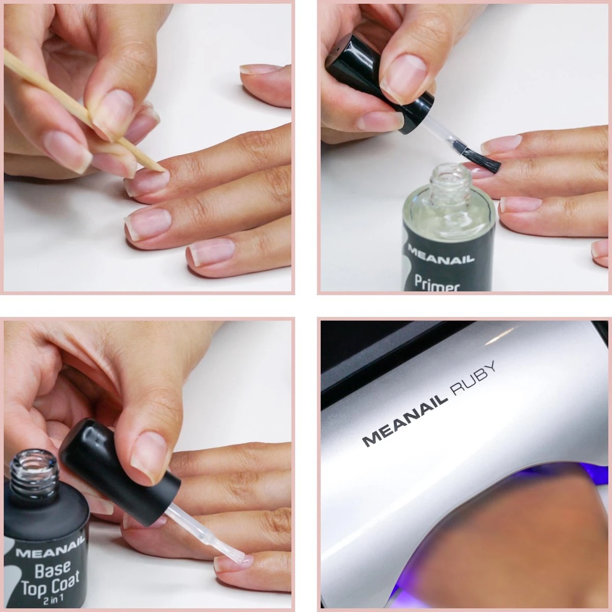 Méanail Gellak – Starterspakket - Primer 15ml - Base Coat 10ml - Top Coat 15ml - Voor Led Lamp - Gel Nagellak 5 Méanail Gellak – Starterspakket - Primer 15ml - Base Coat 10ml - Top Coat 15ml - Voor Led Lamp - Gel Nagellak - Afbeelding 5