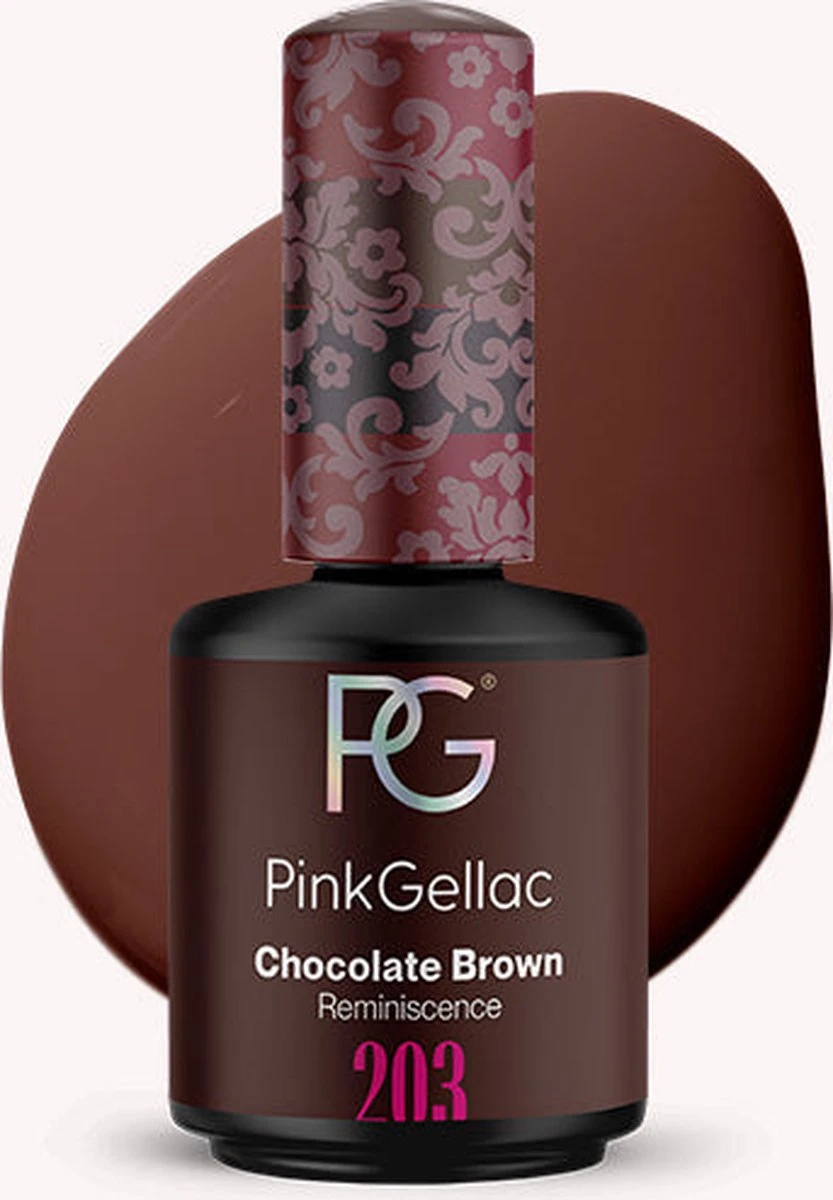 Pink Gellac - Chocolate Brown - Gellak - Vegan - Bruin - Creamy Finish - 15 Ml 1 Pink Gellac - Chocolate Brown - Gellak - Vegan - Bruin - Creamy Finish - 15 Ml